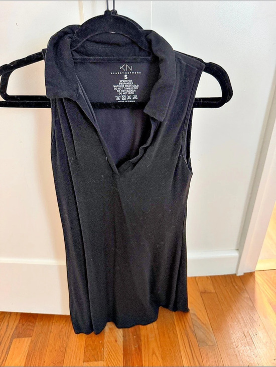Klassy Network Tops - Klassy Network Sleeveless Polo Top Black Size Small